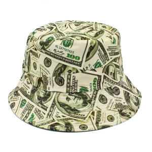 Chapeau bob rétro avec imprimé billets de 100 dollars US au style vintage unisexe