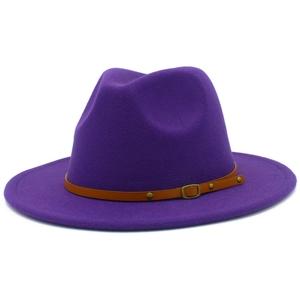 Classic Fedora Hat Wide Brim Felt Jazz Hat With Belt Buckle Vintage British Style Unisex Fashion Sun Hat Party Travel