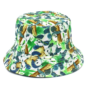 Cute Cartoon Animal Printed Bucket Hat Panda Dog Pattern Cotton Sunshade Cap For Outdoor Travel Women Men Fisherman Hat