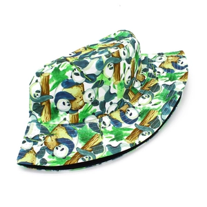 Creative panda and bamboo print bucket hat for outdoor sun protection in summer