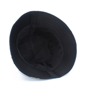 Detail shot of black bucket hat inner lining with reinforced multi-row brim stitching
