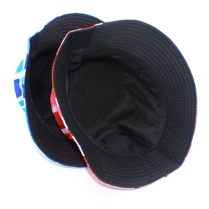 Detail of reinforced brim stitching on reversible double-sided bucket hats in diverse patterns