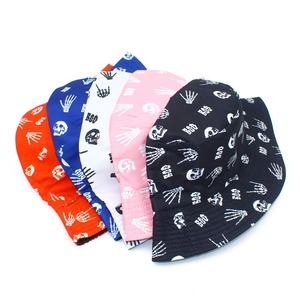 Skull and skeleton print fisherman hats in multiple colors for Halloween street style