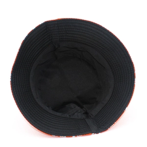 Detailed view of the black lining and stitching inside the skull bucket hat