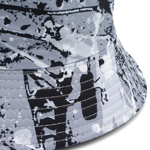 Bob à graffiti pour couples en tissu gris avec motifs abstraits d'éclaboussures noires