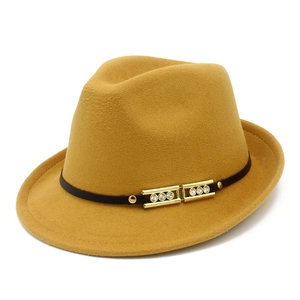 Vintage British Style Cotton Polyester Woolen Fedora Hat With Rhinestone Buckle Leather Band Classic Jazz Trilby Hat For Men Women