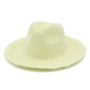 Fashionable raffia straw panama hat with fringe brim for summer sun protection
