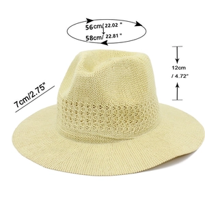 Detailed size specifications for the breathable woven fedora sun hat with measurements