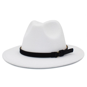 Classic British Style Fedora Hat For Men Women Polyester Felt Wide Brim Jazz Hat With Belt Buckle Fashion Outfits Accessory