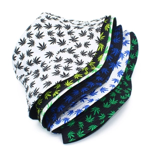 Detailed collection of street style bucket hats featuring multi-color maple leaf prints