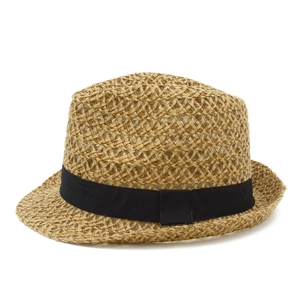 Cappello da sole in paglia di lino con fascia nera per la spiaggia e i viaggi estivi