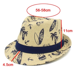Detailansicht eines Strohhuts mit Maßen von 56-58 cm Kopfumfang und 11 cm Höhe