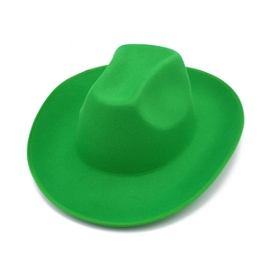 Emerald green wide brim western cowboy felt hat with classic pinched front design