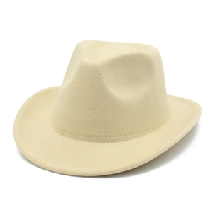 Chapeau fedora classique en feutre crème pour enfants et adultes au style épuré