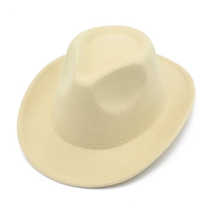 Chapeau fedora beige pour enfants en feutre de style western avec bords larges et élégants