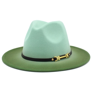 Vintage Ombre Farbverlauf Fedora Hut Damen Herren Breite Krempe Wollfilz Jazz Hut Metallschnalle Gürtel Herbst Winter Panama