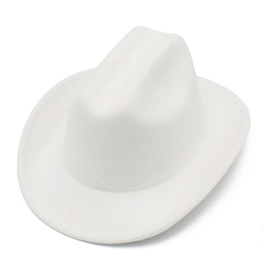 Chapeau de cowboy blanc en feutre pour enfants avec large bord pour scène et mode