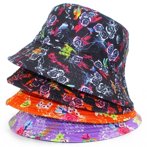 Cotton Floral Print Bucket Hat Double Sided Sun Protection Summer Outdoor Fisherman Hat Garden Party Travel Fashion Headwear