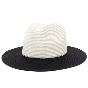 Close-up of the detailed two-tone weave texture on this summer Panama straw sun hat