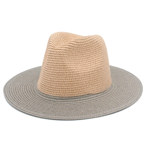 Detail of the high-quality two-tone woven texture on this wide brim straw Panama hat