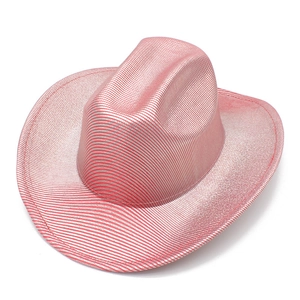 Metallic Glitter Striped Western Cowboy Hat For Women Disco Party Nightclub Halloween Sparkly Cowgirl Hat Costume Accessories