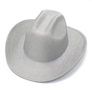 Sombrero vaquero plateado de lentejuelas brillantes para fiestas y eventos rave