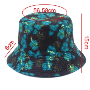 Detailed size specifications for the floral bucket hat with 56-58cm head circumference