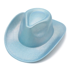 Metallic Glitter Western Cowboy Hat Horizontal Striped Jazz Fedora For Party Halloween Carnival Unisex Cotton Blend Fashion