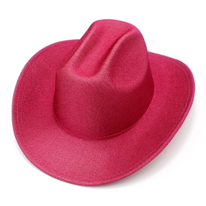 Sombrero de vaquero rosa fucsia con lentejuelas y brillo metálico para fiestas y club