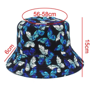 Detailed size specifications for the butterfly bucket hat with a 56-58cm circumference