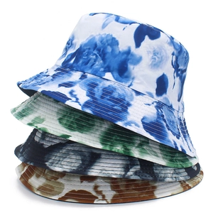 Women Floral Print Bucket Hat Cotton Sun Protection Breathable Casual Outdoor Holiday Maple Leaf Pattern Fisherman Cap