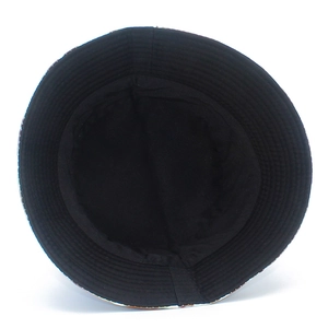 Internal view of the black bucket hat showing clean stitching and durable textile texture