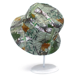Chapeau de brousse camouflage motif feuilles avec large bord pour randonnée et extérieur