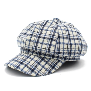 Gorra de Vendedor de Periódicos a Cuadros Retro Británica Para Mujeres Hombres Mezcla de Algodón Sombrero Octogonal Baker Boy Otoño Invierno