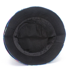 Detail view of bucket hat interior with black lining and reinforced stitching craft