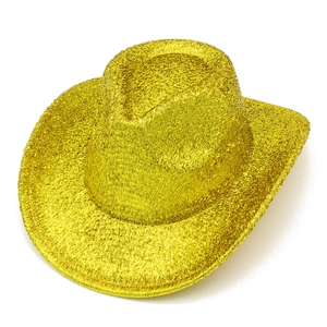 Sparkling gold sequin cowboy hat for party stages and festivals with wide brim design