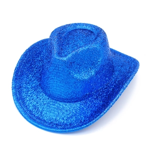 Sparkling blue sequined western cowboy hat for festive parties and stage performances