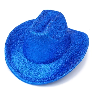 Sparkling electric blue sequined cowboy hat for party performances and stage shows