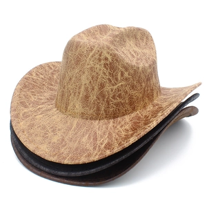 Vintage Distressed Western Cowboy Hat For Unisex Wide Brim Retro Cracked Faux Suede Fedora Jazz Hat Outdoor Sun Party Hat