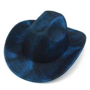 Sparkly dark blue western cowboy hat with metallic texture on a white background