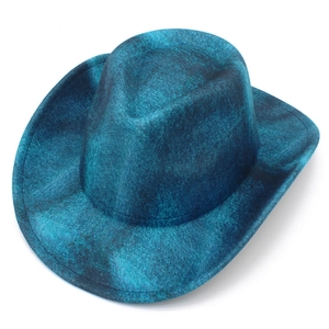 Vintage Western Cowboyhut mit blauem Marmor-Filz und klassisch geschwungener Krempe