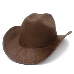 Classic brown faux suede cowboy hat with vintage texture and wide brim in western style