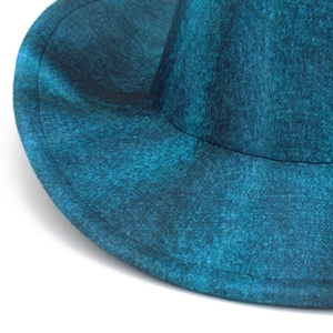Detail of teal western wool felt cowboy hat showing premium textured fabric and brim