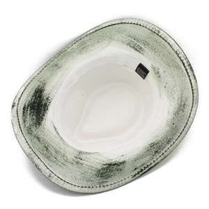 Detail view of cotton-polyester blend lining and interior label of the cowboy hat