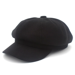 Casquette gavroche noire classique en feutre de laine avec structure à huit pans