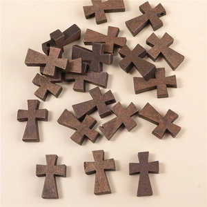 Ciondoli a croce in legno marrone vintage per creazione collane e gioielli DIY