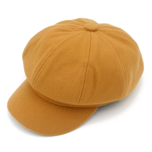 Casquette gavroche classique jaune moutarde en laine avec panneaux et courte visière