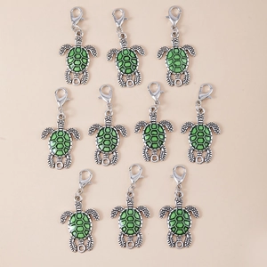 Alloy Enamel Sea Turtle Charms With Lobster Clasp Personalized Green Turtle Pendants For DIY Keychain Jewelry Making Decoration