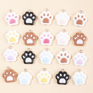 DIY Resin Cat Paw Dog Paw Charms Mixed Colors Cute Animal Jewelry Making Accessories For Necklaces Bracelets Phone Cases