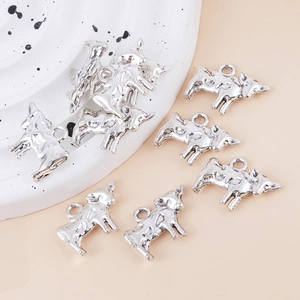 Büffel-Anhänger aus Vintage-Silber für DIY-Halsketten und Armbänder in Tierform